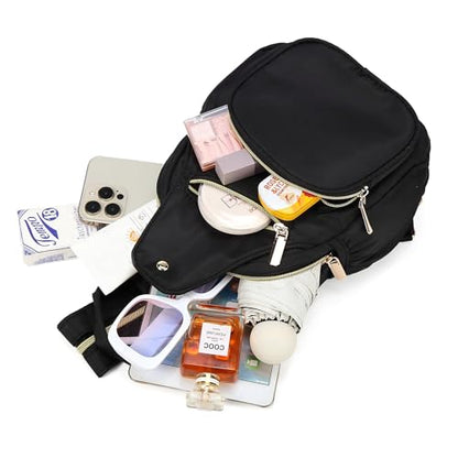Xsecnua Small Crossbody Bag Convertible Mini Backpack for Women, Cross Body Sling Bag Sling Backpack for Travel Daypack - color: Z Black