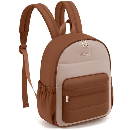 LOVEVOOK Small Backpack Purse for Women, Mini Puffer Lightweight Backpack, Casual Daily Daypack Purse for Women, back pack with Anti-theft Pocket for Travel - color: Beige-yellow Brown