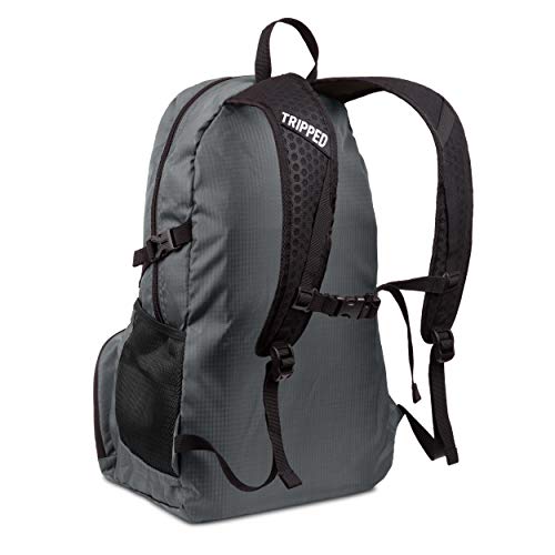 TRIPPED Travel Gear Granite Grey 35L Foldable Backpack, Lightweight, Packable, with Padded Shoulder Straps, Ideal for Travel, Hiking, and Everyday Use - color: Granite Grey