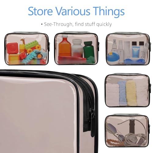 PACKISM Clear Makeup Bags - 3 Pack Tsa Approved Toiletry Bag with Zipper, Water-resistant Cosmetic Bags Travel Size Toiletries Fit Essentials, Carry-on Clear Travel Bags, Black Brown - color: Z- Black Brown 3 Pack, size: Medium Set (Standard)