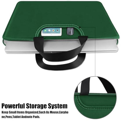 Laptop Sleeve Case 15.6 Inch, Traveling Briefcase Handle Bag & with Extra Pockets, Computer Protective Case Compatible for 15 15.6 inch HP, Dell, Acer, Asus, Dark Green - color: Dark Green, size: 15.6 inch