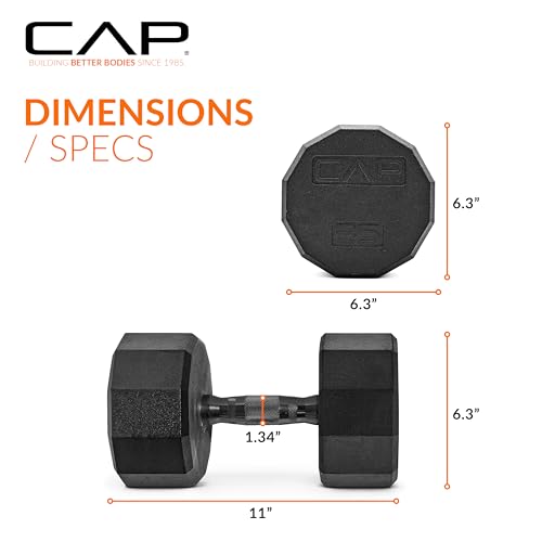 CAP Barbell Coated Dumbbell Weight | Multiple Options Pairs & Sets - size: 35 lb - Pair, style: 12-Sided - Black Handle