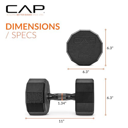 CAP Barbell Coated Dumbbell Weight | Multiple Options Pairs & Sets - size: 35 lb - Pair, style: 12-Sided - Black Handle