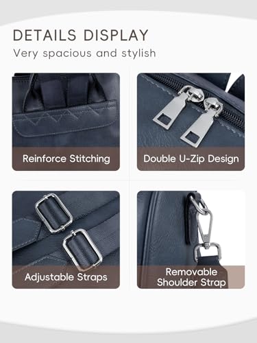 CLUCI Womens Backpack Purse PU Leather Anti-theft Fashion Designer Travel Bag Ladies Shoulder Bags | Purse - color: Top Zip-10 Dark Blue