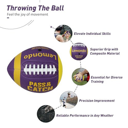 PassCatch Training Football, Enhance Passing Catching Skills, Official & Youth Size(with Pump) - style: Purple 7#(Ages 5-14)