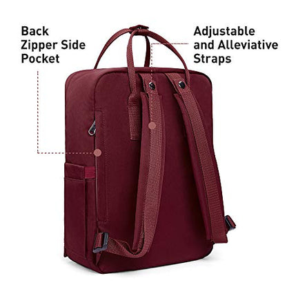 KALIDI Casual Laptop Backpack 15 Inches Classic Camping Rucksack Travel Outdoor Square Daypack College Hiking Gym Bag, Burgundy - color: Burgundy