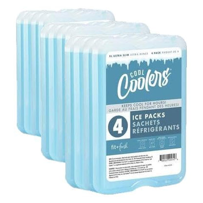 Cool Coolers by Fit & Fresh 4 Pack XL Slim Ice Packs, Quick Freeze Space Saving Reusable Ice Packs for Lunch Boxes or Coolers - color: Blue 8 PK