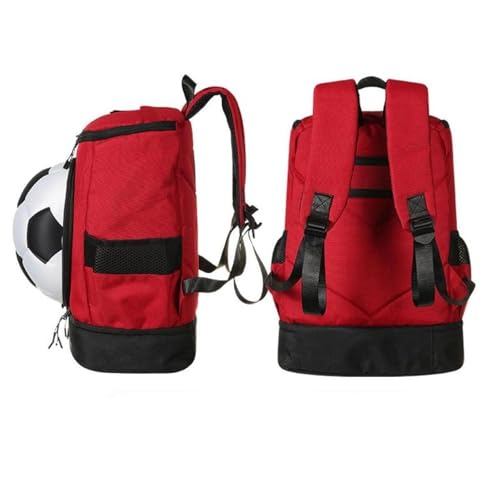Soccer Backpack with Compartment for Shoes And Ball Holder for Travel And Gym - color: Red Black