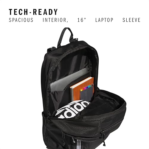 adidas Excel 7 School Backpack for Laptop, Gym and Travel, 34L, Black/White 3 Stripe Webbing/7, OSFA - color: Black/White 3 Stripe Webbing/7, size: One Size