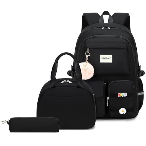 abshoo School Backpack for Girls Teen Elementary Middle High School Bookbag - color: Black