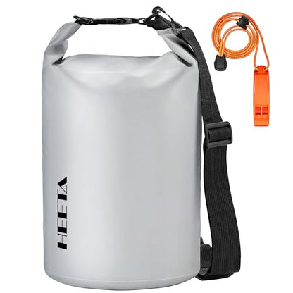 HEETA Waterproof Dry Bag Backpack with Emergency Whistle 5L/10L/20L/30L/40L - color: Light Grey, size: 10L