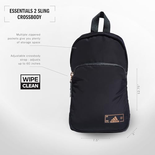 adidas Essentials Crossbody – Athletic Sling Bag with Phone Pocket - color: Legend Ink Blue/Rose Gold/2.0