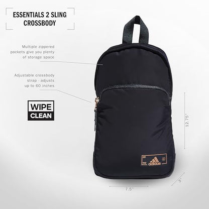 adidas Essentials Crossbody – Athletic Sling Bag with Phone Pocket - color: Legend Ink Blue/Rose Gold/2.0