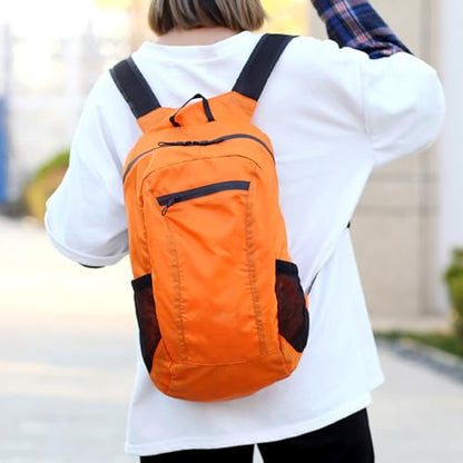 Foldable Daypack, Small Backpack, Hiking Backpack Daypack, Lightweight Waterproof Travel Packable Rucksack for Men and Women - color: Orange