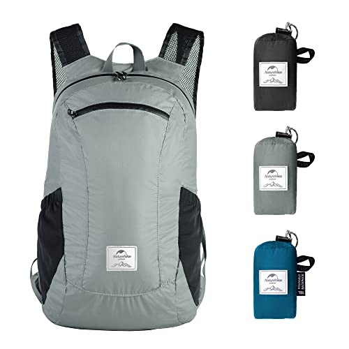 Naturehike 18L Lightweight Hiking Backpack, Waterproof Camping Packable Backpack Ultralight for Travel, Airplane, Small Hiking Daypack for Adults, Grey - color: Grey