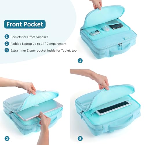 3 Ring Zipper Binder Bag with Detachable Backpack Straps, 500 Sheet Capacity, Multi-Pocket File Folder, Fits 14’’ Laptop & Tablet，Portable All-in-One Organizer for Office