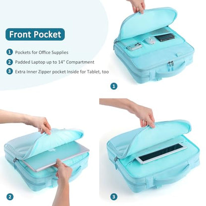 3 Ring Zipper Binder Bag with Detachable Backpack Straps, 500 Sheet Capacity, Multi-Pocket File Folder, Fits 14’’ Laptop & Tablet，Portable All-in-One Organizer for Office