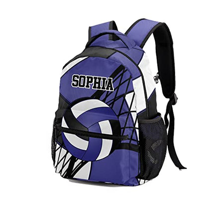 Volleyball Purple Black Personalized Backpack with Name Waterproof Bag for Birthday Holiday Gift for Travel Office Work - color: Design 5