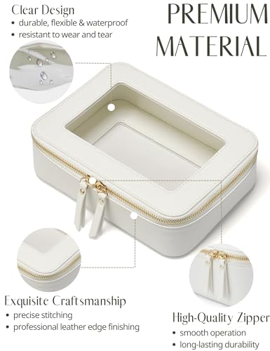 Popvibe Clear Makeup Case Toiletry Bag Travel Clear Cosmetic Bag with Zipper, Make Up Bag Organizer Traveling TSA Approved Transparent Makeup Bag Car for Essentials, Mini & Medium, White - color: White, style: Mini & Medium