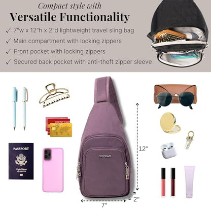 Baggallini Securtex Anti-Theft Daytripper Sling - color: Misty Purple