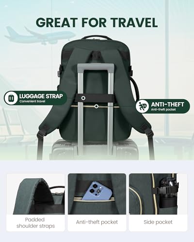 LOVEVOOK 50L Travel Backpack Flight Approved Carry on Backpack,3 Packing Cubes,Waterproof Personal Item Travel Bag,TSA Carry on Luggage Suitcase Travel Essentials,Gifts for Women & Men,fits 18" Laptop - color: Dark Green-black-1, size: X-Large-50L-4Pcs