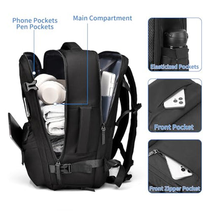 GAEKEAO Travel Backpack for Women Men, Airline Approved 15.6 Inch Laptop Carry On Backpack with Shoe Pouch Luggage Weekender Bag for Travel Business Work Hiking Black - color: B01 Black