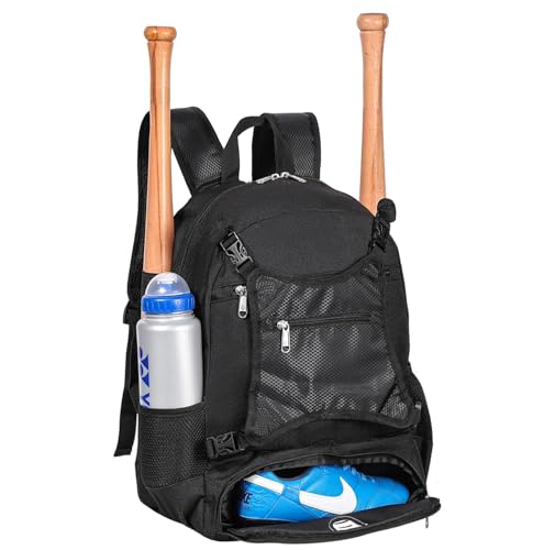 TRAILKICKER Baseball Bag for Boys and Girls Lightweight Youth Softball Backpack with Shoe Compartment and External Helmet Holder Durable and Waterproof