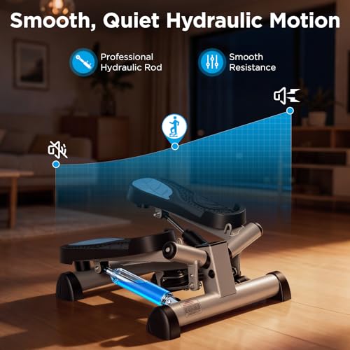 Efitment Mini Stepper for Exercise at Home, Twist Stair Stepper with Resistance Bands, LCD Monitor, Compact Cardio Step Machine for Full Body Workout - style: With Resistance Bands