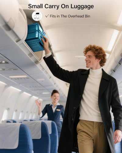 Hanke 16 Inch Expandable Under Seat Luggage with Wheels Top Opening Small Suitcase with Wheels Carry On Luggage Airline Approved Lightweight Hard Shell Suitcases for Weekender Overnight-Caribbean Blue - color: Caribbean Blue, size: 16 Inch Expandable