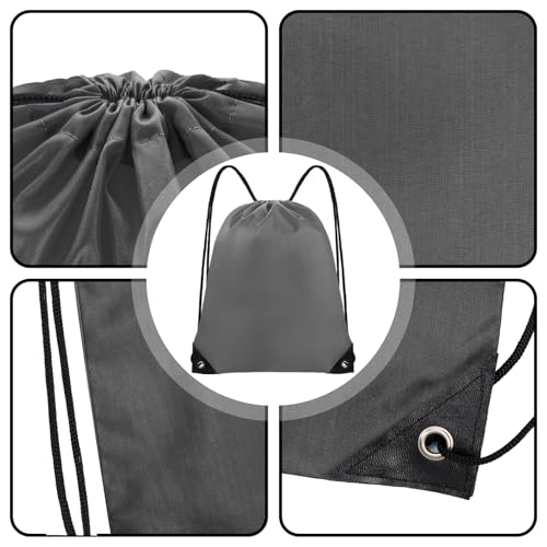 Grneric Drawstring Backpack Bulk 70Pcs String Backpack Drawstring Bags Cinch Bag Sackpack for Men Women Gym(Grey) - color: Grey