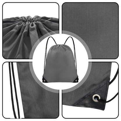 Grneric Drawstring Backpack Bulk 70Pcs String Backpack Drawstring Bags Cinch Bag Sackpack for Men Women Gym(Grey) - color: Grey