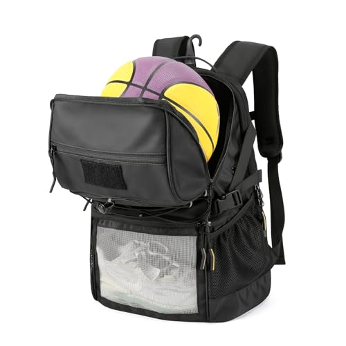 TANGCORLE Basketball Backpack Large Sports Equipment Bag with Separate Ball & Shoes Compartment, Sports Backpack Fit Soccer Volleyball Backpack