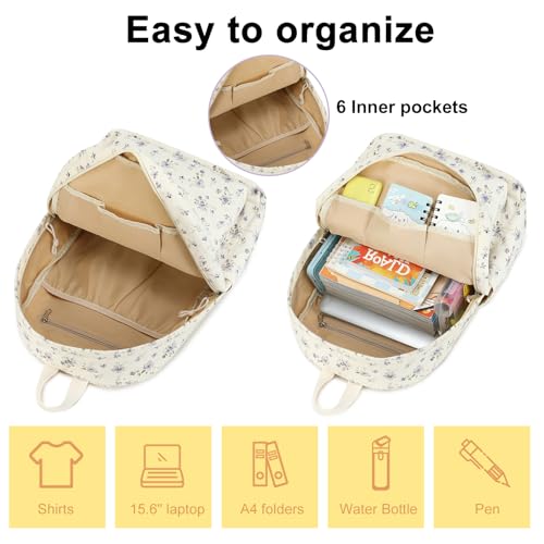 BTOOP School Backpacks for Teen Girls Bookbags Lightweight Kids Backpack School Bags Set with Lunch Box Pencil Case - color: Purple Flower 201