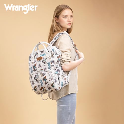 Montana West Wrangler Callie Diaper Bag Backpack with Stroller Straps Western Pattern Multifunction Baby Travel Bag WG2204-91102BG - color: Tt-beige