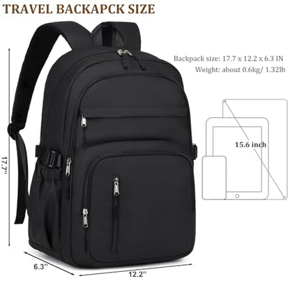 JIANYA Laptop Backpack for College Women Travel Backpack Big Student School Bag, Water Resistant Fits 15.6" Notebook - color: Black
