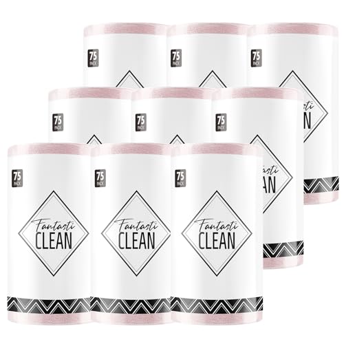 Fantasticlean Microfiber Cleaning Cloth Roll -675 Pack, Tear Away Microfiber Towels, 12" x 12", Reusable, Washable, Ultra Absorbent Dishcloth for All-Around Cleaning Supplies (9 Rolls of Pink) - color: Pink, size: 675 pack