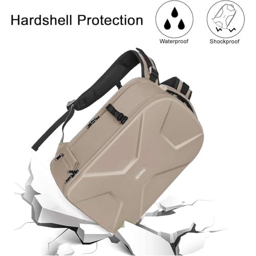 MOSISO Camera Backpack,DSLR/SLR/Mirrorless Photography Camera Bag Full Open Waterproof Hardshell Bag with Insert&Tripod Holder&Laptop Compartment Compatible with Canon/Nikon/Sony, Camel - color: Camel
