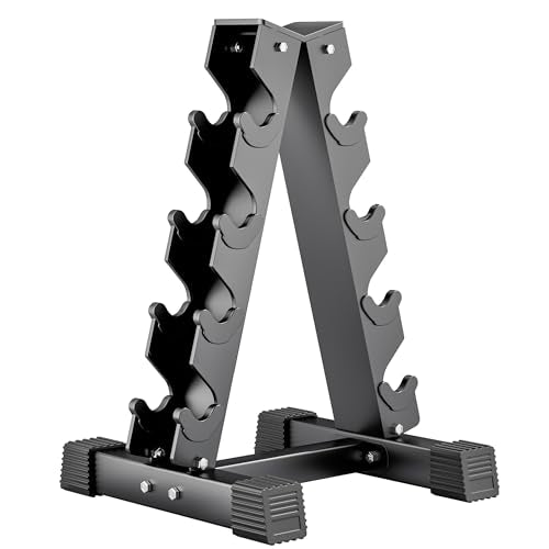 4-Tier Dumbbell Rack Stand, A-Frame Metal Weight Rack with Handle – Space-Saving Strength Training Dumbbell Storage for Home Gym - color: Black 4 Tier