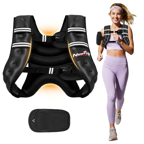 Weighted Vest Women & Men - 5lbs/8lbs/10lbs/12lbs/15lbs/20lbs/25lbs/30lbs Adjustable Weight Vest with Detachable Phone Pouch - Ideal for Rucking,Walking,Weight Loss,Training&Running - size: 15 lb
