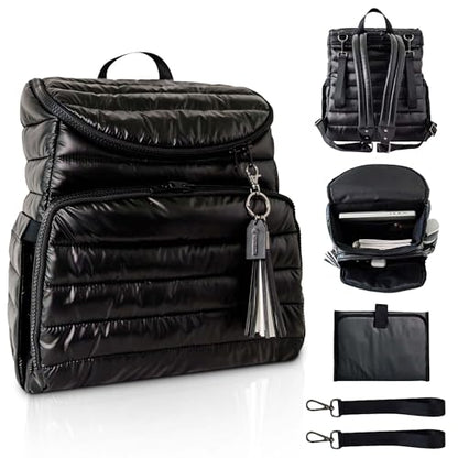 Citi Collective Gallery Diaper Bag Backpack - Casual Day-to-Day Backpack Fits 15" Laptop - Travel Bag with Multiple Compartments, Pockets, Portable Changing Pad, and Shoulder Strap-Black - color: Black