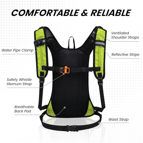 Nepest Hydration Pack Backpack for Women & Men, Lightweight Water Backpack with 2L Water Bladder for Hiking Cycling Running Biking - color: Green