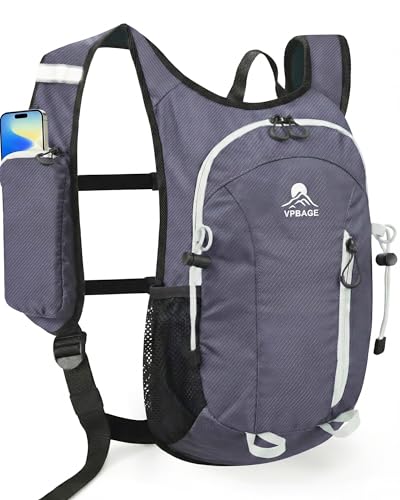 Foldable Small Hiking Backpack with 3 Strap Pockets – Lightweight 300D Spill-proof Daypack for Men Women – Packable Small Travel Backpack with Chest Strap & Trekking Pole Holder – Durable Outdoor Bag - color: Lightgray