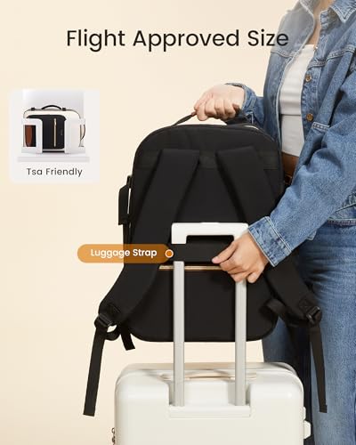 LOVEVOOK 56L Travel Backpack for Women & Men, Airline Approved Carry On Luggage with 3 Packing Cubes, TSA Overnight Bags, Waterproof Personal Item Bag, Weekender Essentials Backpacks fits 17" Laptop - color: Black-beige-brown, size: 20 Inch-56L-4Pcs