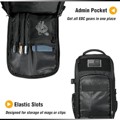 DBTAC Tactical Personal Defense EDC Bags & Packs | 10L Military Shoulder Backpack with Sling for Concealed Carry, Range, Travel, Hiking, Outdoor Sports (Black) - color: Black