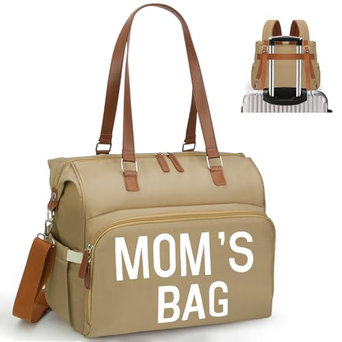 Mom‘s Diaper Bag 4 in 1 Diaper Baby Tote, Hospital Bag for Labor & Delivery, Large Waterproof Baby Travel Weekender with 3 Insulated Pockets, Khaki - color: Khaki M