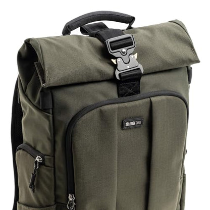 Think Tank FocusPoint 30L RollTop Camera Backpack - Greenway: Expandable Travel & Camera Backpack with Laptop Sleeve, Quick Side and Back Access, Rain Cover – Versatile Photography & Travel Bag - color: Greenway, size: 30 Liters