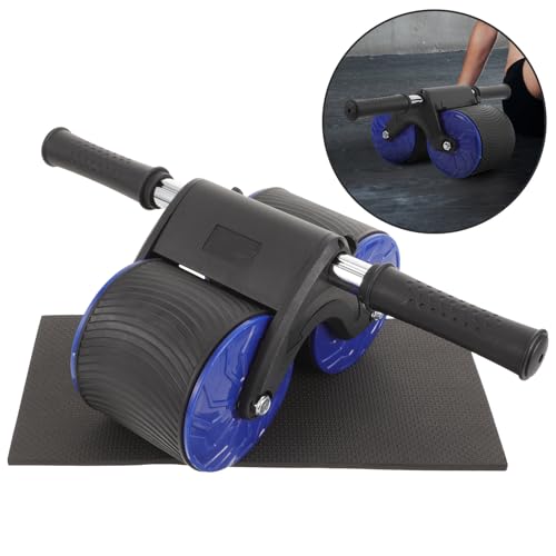 Lurrose Automatic Rebound Ab Wheel Roller with Pad, Abdominal Muscle Fitness Equipment for Household Core Training, Belly Exercising Disc for Stomach Workout and Strengthening