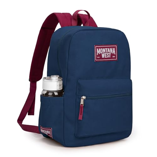 Montana West Backpack for Women Men 2 PCS Lightweight College Bookbags Casual Daypack Backpacks for Commute & Travel - color: Black & Navy