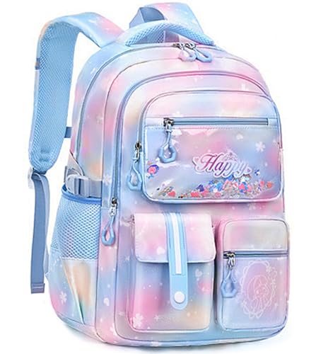 MCWTH Backpack for Teen Girls, Kawaii Cute Kids Elementary Student School Backpacks (Happy Blue) - color: Happy Blue