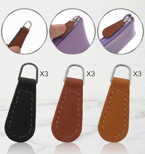 9 Pcs Purse Zipper Pull, Replacement Zipper Pull Tabs, Easy to Install Repair Extender for Jackets, Backpacks, Luggage, Wallets, Boots